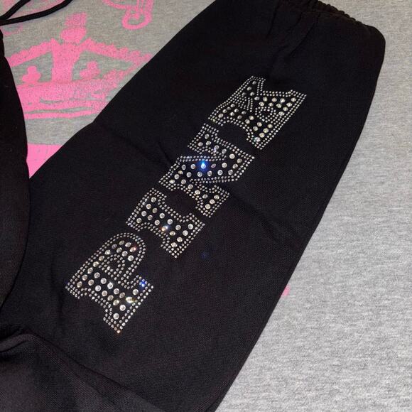 Victoria’s Secret PINK Pure Black Bling Limited Edition Fleece Sweatpants - SM - Picture 5 of 7